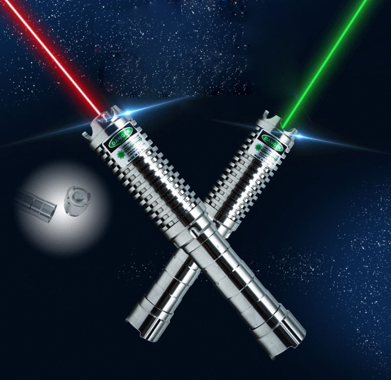 520nm 650nm 100mw ステンレス材質レーザー懐中電灯 戸外防衛探検指星筆 救援信号